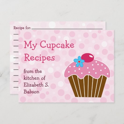 Carte postale Recette Cupcake Rose (Devant / Derrière)