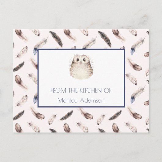 Carte Postale Recette d'aquarelle et de chouette | (Devant)