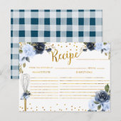 Carte Postale Recette de Baby Shower Fouettée Fleurs Marines (Devant / Derrière)