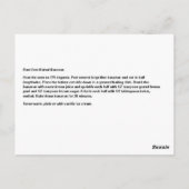 Carte Postale Recette de bananes cuites (Dos)