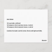 Carte Postale Recette de beurre Herbed (Dos)