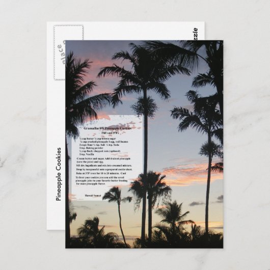 Carte Postale Recette de biscuits à l'ananas (Devant / Derrière)