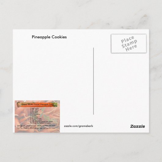 Carte Postale Recette de biscuits à l'ananas (Dos)