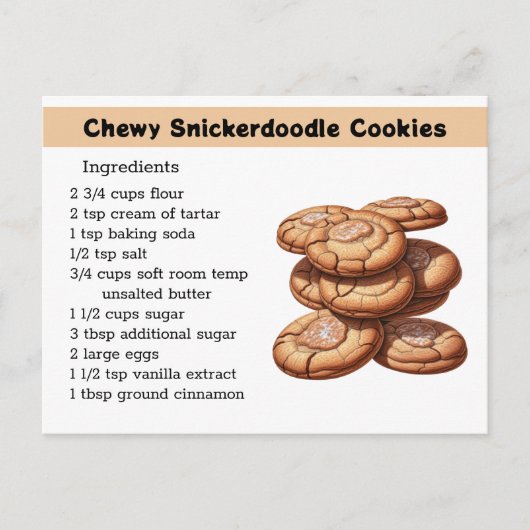 Carte Postale Recette de biscuits Chewy Snickedoodle (Devant)