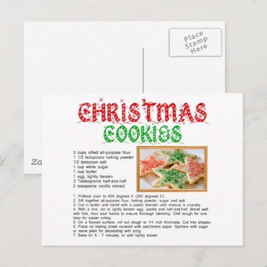 Carte Postale Recette de biscuits de Noël (Devant / Derrière)