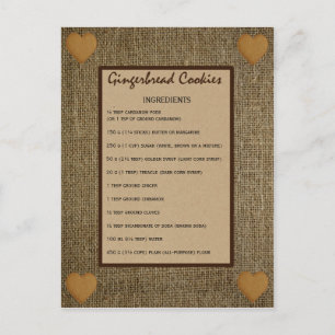 Carte Postale Recette de biscuits en pain d'épices - Pepparkaka