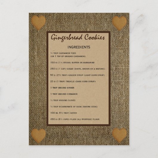 Carte Postale Recette de biscuits en pain d'épices - Pepparkaka (Devant)