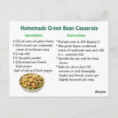 Carte Postale Recette de casserole de haricots verts (Dos)