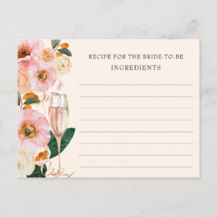 Carte Postale Recette De Champagne Florale Rose Pour La Mariée