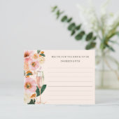 Carte Postale Recette De Champagne Florale Rose Pour La Mariée (Debout devant)