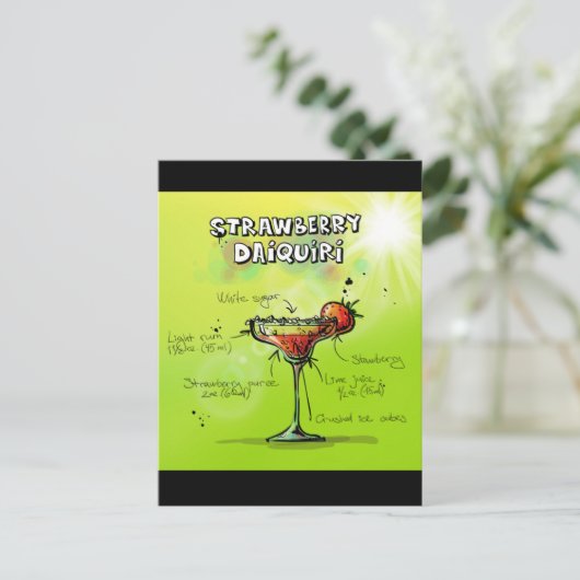 Carte Postale Recette de cocktail à l'aquarelle (Debout devant)