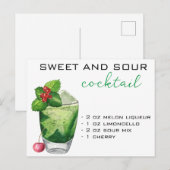 Carte Postale Recette de cocktail de Noël Boisson verte (Devant / Derrière)