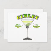 Carte Postale Recette de cocktail Gimlet Martini Art (Devant / Derrière)