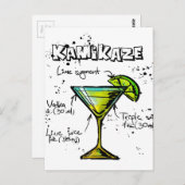 Carte Postale Recette de cocktail Kamikaze (Devant / Derrière)