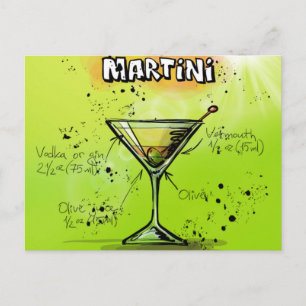 Carte Postale Recette de cocktail Martini