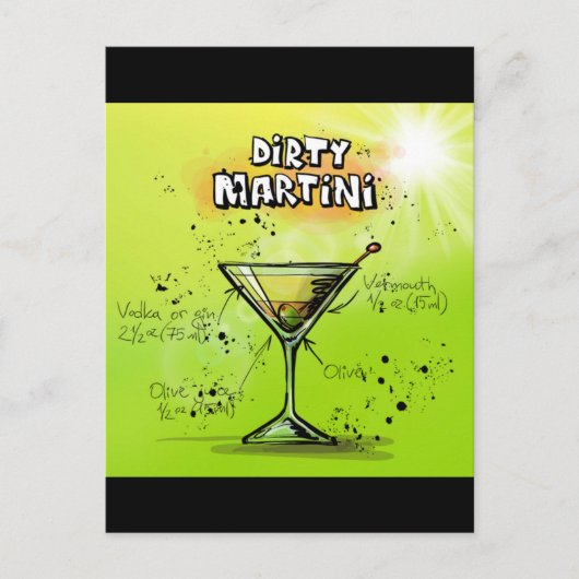 Carte Postale Recette de cocktail Martini (Devant)