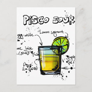 Carte Postale Recette de cocktail Pisco Sour