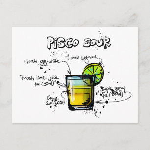 Carte Postale Recette de cocktail Pisco Sour
