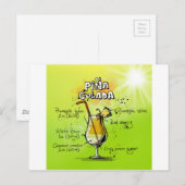 Carte Postale Recette de cocktails Pina Colada (Devant / Derrière)