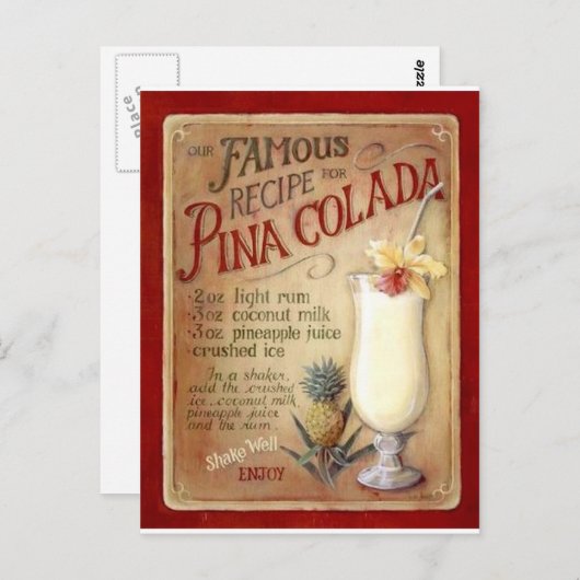 Carte Postale Recette de colada de Pina (Devant / Derrière)