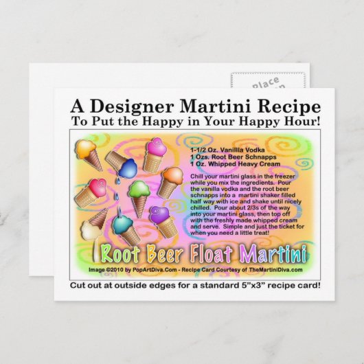 Carte postale Recette de crème glacée Float Bière (Devant / Derrière)