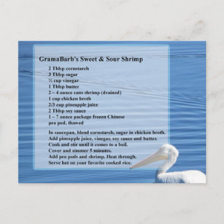 Carte postale Recette de crevettes sucrées et aigr