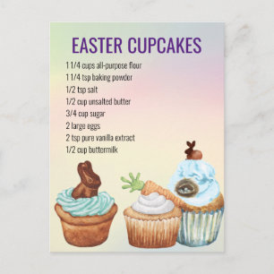 Carte Postale Recette de Cupcake de Pâques de printemps  