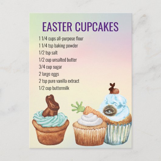 Carte Postale Recette de Cupcake de Pâques de printemps   (Devant)