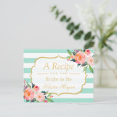 Carte Postale Recette de douche nuptiale florale à rayures vert  (Debout devant)