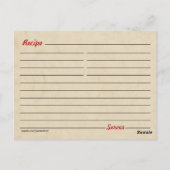 Carte postale Recette de fête de la nourriture (Dos)