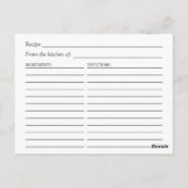 Carte Postale Recette de Fête des mariées de la chaîne de tourne (Dos)