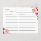 Carte Postale Recette de Fête des mariées florale d'aquarelle mo (Dos)