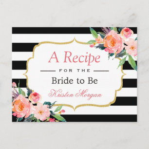 Carte Postale Recette de Fêtes des mariées florales en noir blan