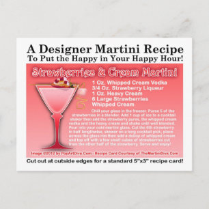 Carte postale Recette de fraises et martini à la c