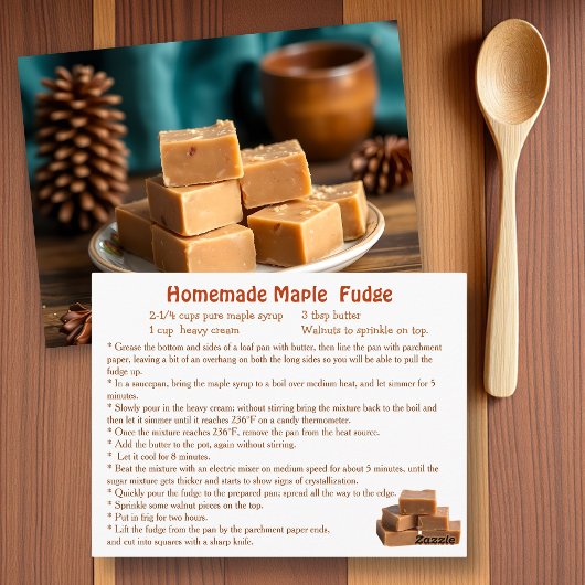Carte Postale Recette de Fudge au Sirop d'Érable