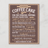 Carte Postale Recette de gâteau à café fait maison pour la Saint (Devant)