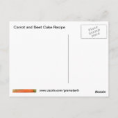 Carte postale Recette de gâteau à la carotte et à  (Dos)