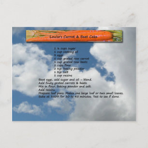 Carte postale Recette de gâteau à la carotte et à 