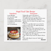 Carte Postale Recette de gâteau Angel Food (Dos)