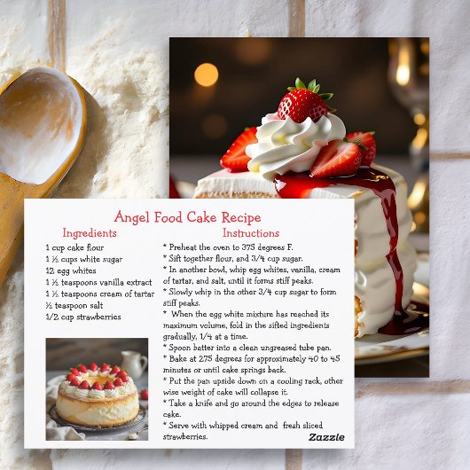 Carte Postale Recette de gâteau Angel Food