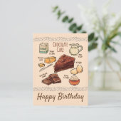 Carte Postale Recette de gâteau au chocolat Anniversaire (Debout devant)