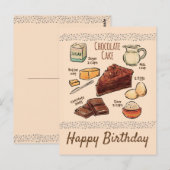 Carte Postale Recette de gâteau au chocolat d'anniversaire (Devant / Derrière)