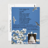 Carte postale Recette de gâteau de mariage vintage (Devant / Derrière)