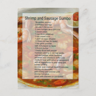 Carte Postale Recette de gumbo crevettes et saucisses facile