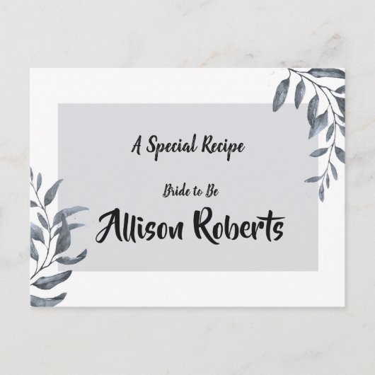 Carte Postale Recette de la Baby Shower au Eucalyptus Bleu Pouss (Devant)