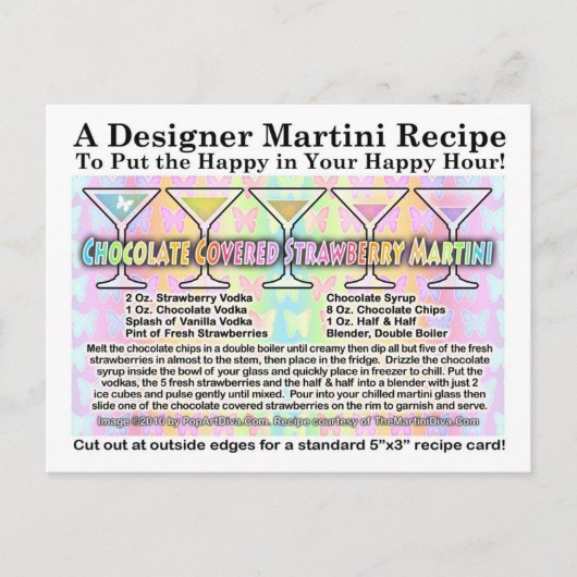 Carte Postale Recette de Martini à la Fraise Recouverte de Choco (Devant)