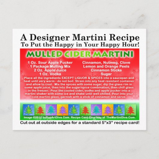 Carte postale Recette de Martini de Noël au cidre  (Devant)