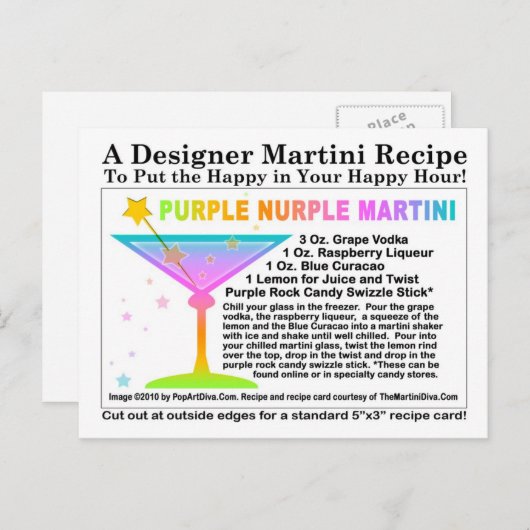 Carte postale Recette de martini pourpre (Devant / Derrière)