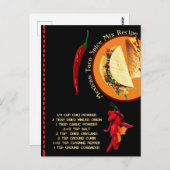 Carte postale Recette de mélange d'épices mexicain (Devant / Derrière)