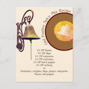 Carte postale Recette de mélange d'épices vieille 